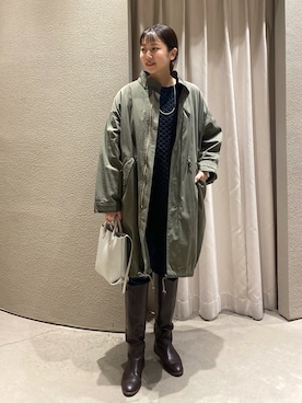 「SHENERY」｜「アイテム（モッズコート）」を使った、TSURUGASAKI_163cmさん（レディース・163cm）の冬コーディネート