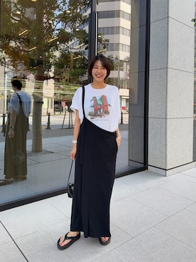「SHENERY（シーナリー）のカットジョーゼットジャンスカ（ワンピース、ブラック系）」を使った、TSURUGASAKI_163cmさん（レディース・163cm）の春コーディネート