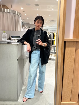 「SHENERY（シーナリー）のアイテム（テーラードジャケット）」を使った、TSURUGASAKI_163cmさん（レディース・163cm）の夏コーディネート