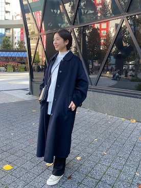 「SHENERY（シーナリー）のアイテム（ステンカラーコート）」を使った、TSURUGASAKI_163cmさん（レディース・163cm）の冬コーディネート
