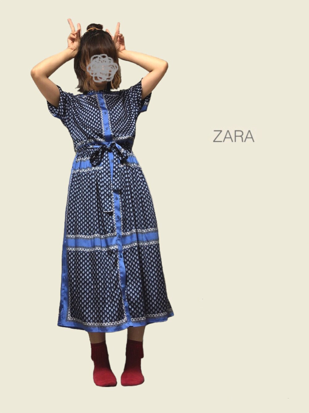 「ワンピース、ZARA、お気に入り、旅行、ペイズリー、サテン、おしゃれさんと繋がりたい、あさぎーにょ、ラブアンドピース2019、ラブアンドピース2021」｜「ZARAのアイテム（ワンピース/ドレス、ブルー系）」を使った、sume 再投稿中さん（レディース・161cm）の秋コーディネートの1枚目の写真
