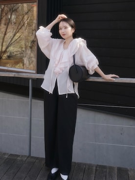 「アイテム（スラックス）」を使った、nanacoさん（レディース・156cm）の春コーディネート