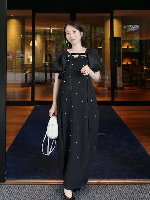 「ANDRESD(アンドレスド)のオーバルフォルムパールドレス / oval form pearl dress(ドレス)」を使った、nanacoさん(レディース・156cm)の春コーディネート