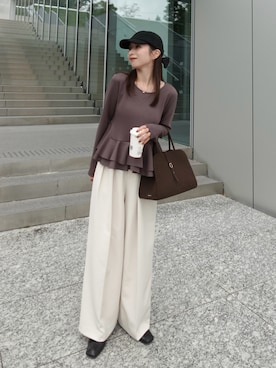 「アイテム（バレエシューズ）」を使った、shioさん（レディース・156cm）の秋コーディネート