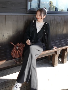 「アイテム（つなぎ/オールインワン）」を使った、shioさん（レディース・156cm）の秋コーディネート