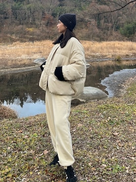 「アイテム（ダウンジャケット/コート）」を使った、nanacoさん（レディース・156cm）の冬コーディネート