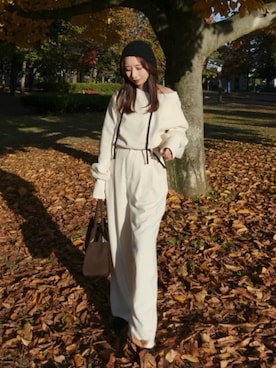 「アイテム（帽子）」を使った、nanacoさん（レディース・156cm）の秋コーディネート