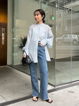 「シアーシャツ」｜nanacoさん（レディース・156cm）の冬コーディネート