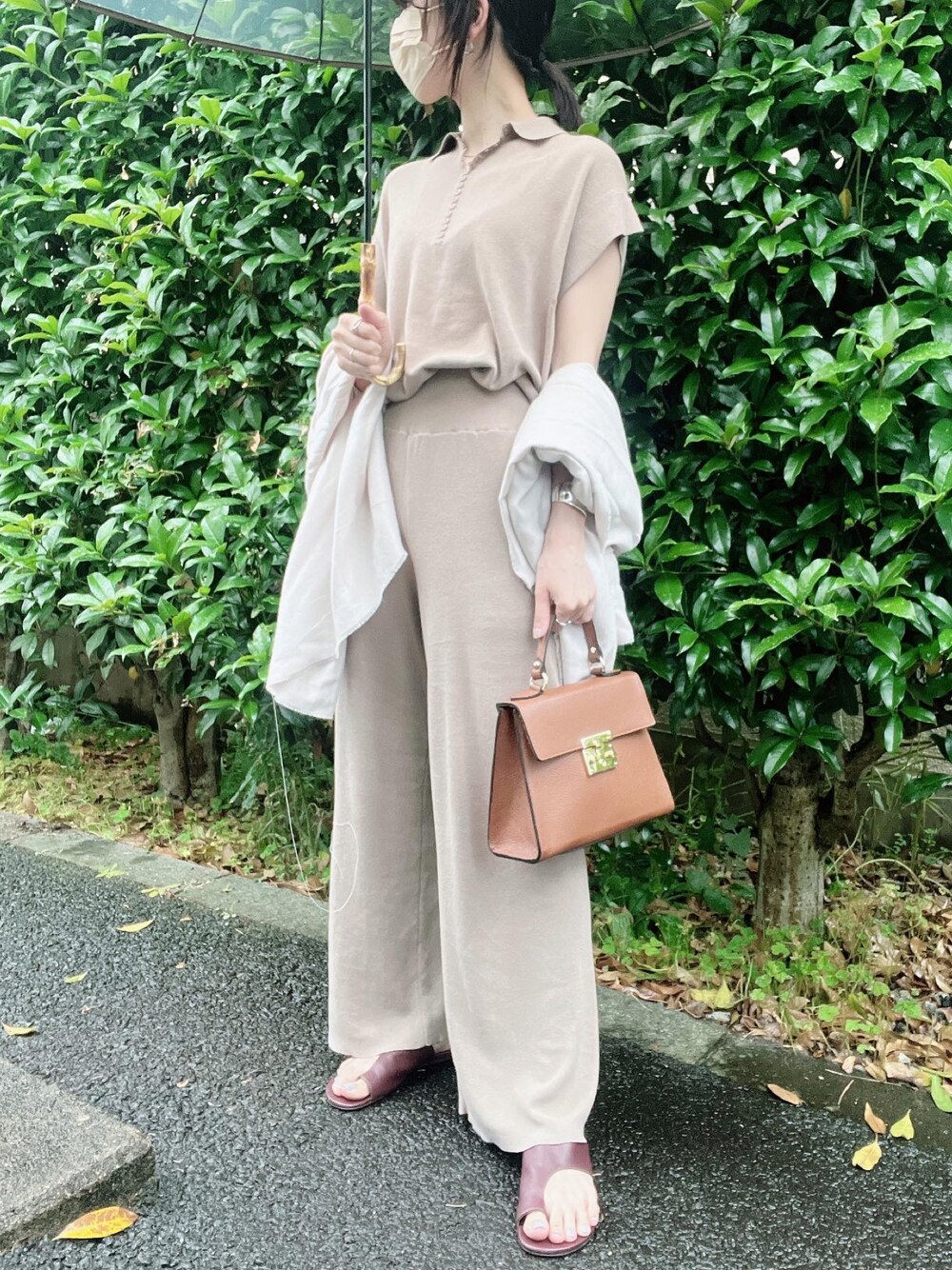 「stylemixer、AULENTTI、TODAYFUL、CLANE、Goldy、セットアップ、ニットアップ、ワントーンコーデ、きれいめカジュアル、オトナカジュアル、オトナ女子、大人カジュアル、春コーデ、夏コーデ、ラクチンコーデ」｜「Spick & Spanの【AULENTTI】別注ワンハンドルバッグ2◆（ショルダーバッグ、イエロー系）」を使った、nico＊さん（レディース・168cm）の夏コーディネートの1枚目の写真
