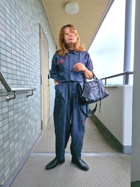 「BALENCIAGA（バレンシアガ）のアイテム（トートバッグ、ブラック系）」を使った、着物リメイクの変態さん（レディース・160cm）の春コーディネート