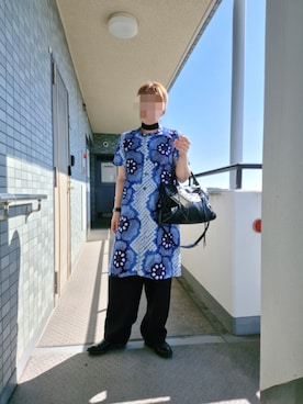 「BALENCIAGA（バレンシアガ）のアイテム（ショルダーバッグ、ブラック系）」を使った、着物リメイクの変態さん（レディース・160cm）の春コーディネート