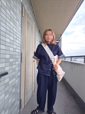 「H&M（エイチ・アンド・エム）のアイテム（デニムパンツ）」を使った、着物リメイクの変態さん（レディース・160cm）の秋コーディネート