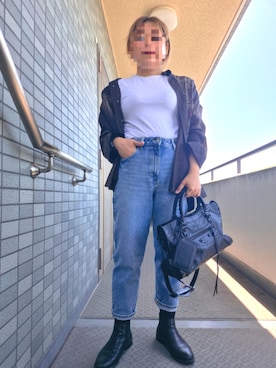 「BALENCIAGA（バレンシアガ）のアイテム（ショルダーバッグ、ブラック系）」を使った、着物リメイクの変態さん（レディース・160cm）の春コーディネート