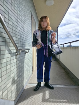 「BALENCIAGA（バレンシアガ）のアイテム（トートバッグ、ブラック系）」を使った、着物リメイクの変態さん（レディース・160cm）の春コーディネート