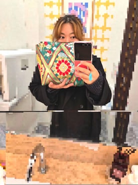 「Handmade（ハンドメイド）のアイテム（クラッチバッグ、グリーン系）」を使った、着物リメイクの変態さん（レディース・160cm）の春コーディネート