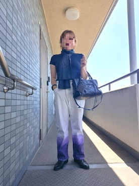 「Handmade（ハンドメイド）のアイテム（デニムパンツ、ホワイト系）」を使った、着物リメイクの変態さん（レディース・160cm）の春コーディネート