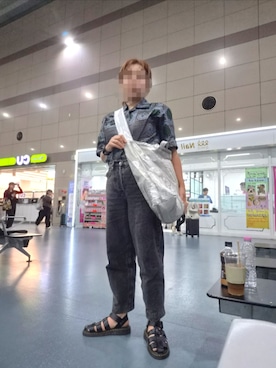 「H&M（エイチ・アンド・エム）のアイテム（パンツ）」を使った、着物リメイクの変態さん（レディース・160cm）の夏コーディネート