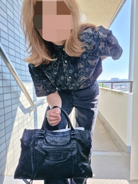 「Handmade（ハンドメイド）の大島紬（シャツ/ブラウス、ブラック系）」を使った、着物リメイクの変態さん（レディース・160cm）の夏コーディネート