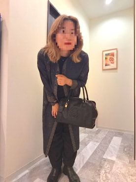 「Clarks（クラークス）のアイテム（ブーツ、ブラック系）」を使った、着物リメイクの変態さん（レディース・160cm）の春コーディネート
