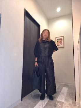 「BOTTEGA VENETA（ボッテガヴェネタ）のアイテム（トートバッグ、ブラック系）」を使った、着物リメイクの変態さん（レディース・160cm）の秋コーディネート