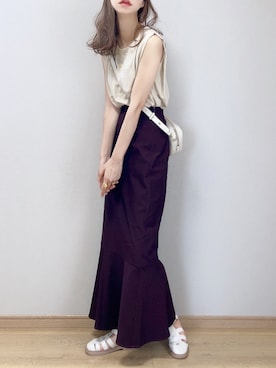「Lee（リー）のアイテム（Tシャツ/カットソー）」を使った、ぴょんさん（レディース・167cm）の夏コーディネート