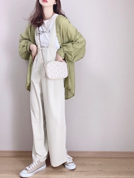 「select MOCA by son（セレクトモカバイソン）のアイテム（オールインワン・サロペット）」を使った、ぴょんさん（レディース・167cm）の春コーディネート