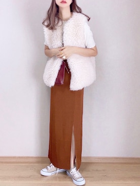 「アイテム（その他アウター、ホワイト系）」を使った、ぴょんさん（レディース・167cm）の秋コーディネート