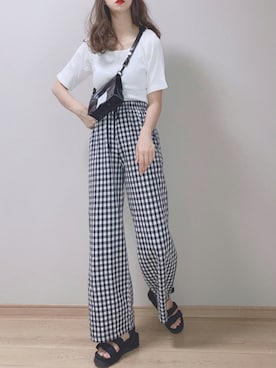 「ISOOK（アイスー）のアイテム（パンツ）」を使った、ぴょんさん（レディース・167cm）の夏コーディネート