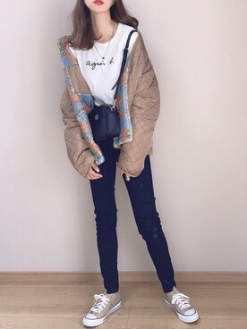 「jouetie（ジュエティ）のアイテム（ジャケット/アウター）」を使った、ぴょんさん（レディース・167cm）の秋コーディネート