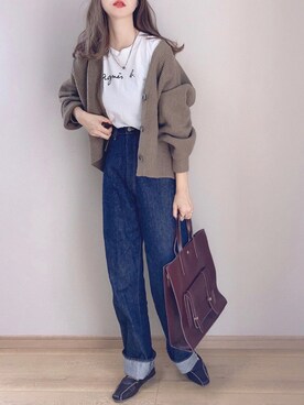 「ANATOMICA（アナトミカ）の【ANATOMICA】別注 618 MARILYN 13oz（デニムパンツ）」を使った、ぴょんさん（レディース・167cm）の秋コーディネート