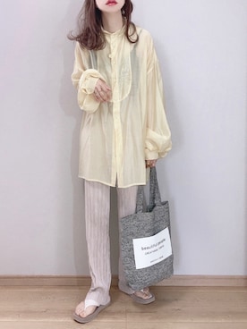 「feepur（フェピュール）のアイテム（パンツ）」を使った、ぴょんさん（レディース・167cm）の春コーディネート