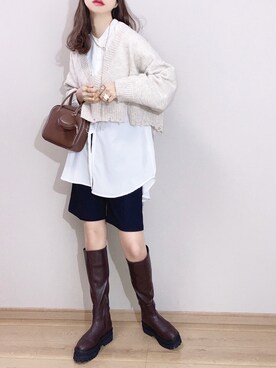 「ハーフパンツ」｜「アイテム（口紅/リップティント/グロス）」を使った、ぴょんさん（レディース・167cm）の冬コーディネート