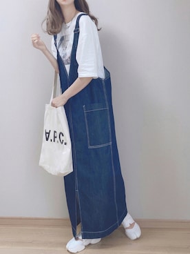 「antiqua（アンティカ）のアイテム（オールインワン・サロペット）」を使った、ぴょんさん（レディース・167cm）の夏コーディネート