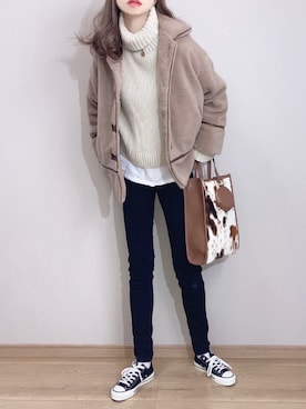 「Crisp（クリスプ）のアイテム（ジャケット/アウター）」を使った、ぴょんさん（レディース・167cm）の冬コーディネート