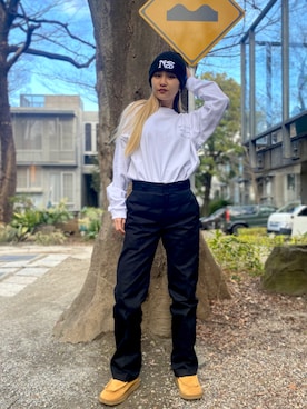 「APPLEBUM」｜「アイテム（帽子）」を使った、APPLEBUM STAFF STYLINGさん（レディース・169cm）の冬コーディネート