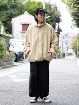 「アイテム（ブルゾン、ベージュ系）」を使った、APPLEBUM STAFF STYLINGさん（メンズ・172cm）の秋コーディネート