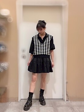 「チドリ柄」｜「アイテム（ブーツ）」を使った、e🐼さん（レディース・163cm）の秋コーディネート