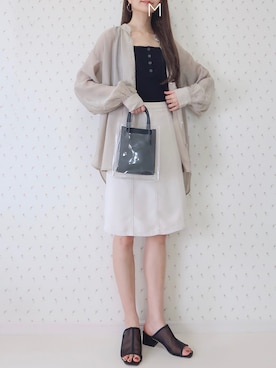 「VACANCY（ヴァカンシー）のシアーパイピングサンダル（サンダル）」を使った、MAYUKOさん（レディース・163cm）の夏コーディネート