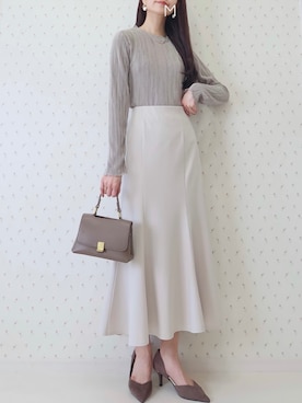 「RANDA（ランダ）のストレスフリー/ソフト Vカットサイドオープンパンプス（パンプス）」を使った、MAYUKOさん（レディース・163cm）の春コーディネート