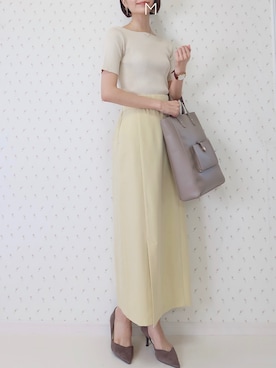 「RANDA（ランダ）のストレスフリー/ソフト Vカットサイドオープンパンプス（パンプス）」を使った、MAYUKOさん（レディース・163cm）の夏コーディネート