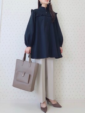 「RANDA（ランダ）のストレスフリー/ソフト Vカットサイドオープンパンプス（パンプス）」を使った、MAYUKOさん（レディース・163cm）の春コーディネート