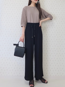「VACANCY（ヴァカンシー）のシアーパイピングサンダル（サンダル）」を使った、MAYUKOさん（レディース・163cm）の夏コーディネート
