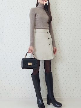 「fifth（フィフス）の中綿ショートダウンコート（ダウンジャケット/コート）」を使った、MAYUKOさん（レディース・163cm）の冬コーディネート