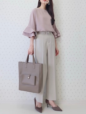 「RANDA（ランダ）のストレスフリー/ソフト Vカットサイドオープンパンプス（パンプス）」を使った、MAYUKOさん（レディース・163cm）の春コーディネート