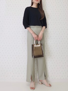 「VACANCY（ヴァカンシー）のシアーパイピングサンダル（サンダル）」を使った、MAYUKOさん（レディース・163cm）の夏コーディネート