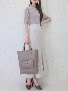 「classicalelf（クラシカルエルフ）のプリーツLOVER。2wayメロープリーツハイネック5分袖トップス（Tシャツ/カットソー）」を使った、MAYUKOさん（レディース・163cm）の春コーディネート