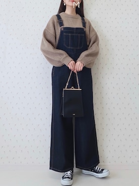 「GU（ジーユー）のアイテム（オールインワン・サロペット）」を使った、MAYUKOさん（レディース・163cm）の冬コーディネート