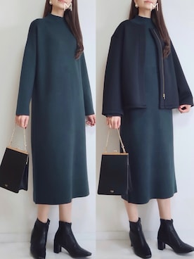 「GU（ジーユー）のアイテム（ノーカラージャケット）」を使った、MAYUKOさん（レディース・163cm）の秋コーディネート