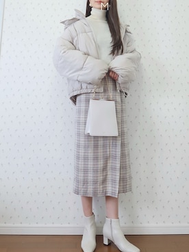 「fifth（フィフス）の中綿ショートダウンコート（ダウンジャケット/コート）」を使った、MAYUKOさん（レディース・163cm）の冬コーディネート