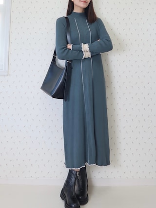「LibertyDoll(リバティードール)のLibertyDoll/+5cm 軽量厚底 スクエアトゥ フロントジップ ショートブーツ(9092)(ブーツ)」を使った、MAYUKOさん(レディース・163cm)の秋コーディネート